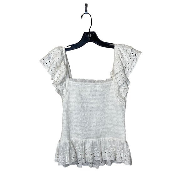 NWT House of Harlow 1960 REVOLVE Smocked Eyelet Top Boho Cotton S MSRP $160 - Picture 3 of 15